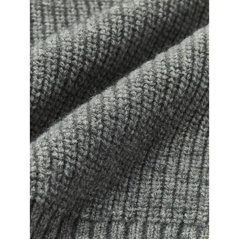 Denim Panel Ribbed Lapel Sweater