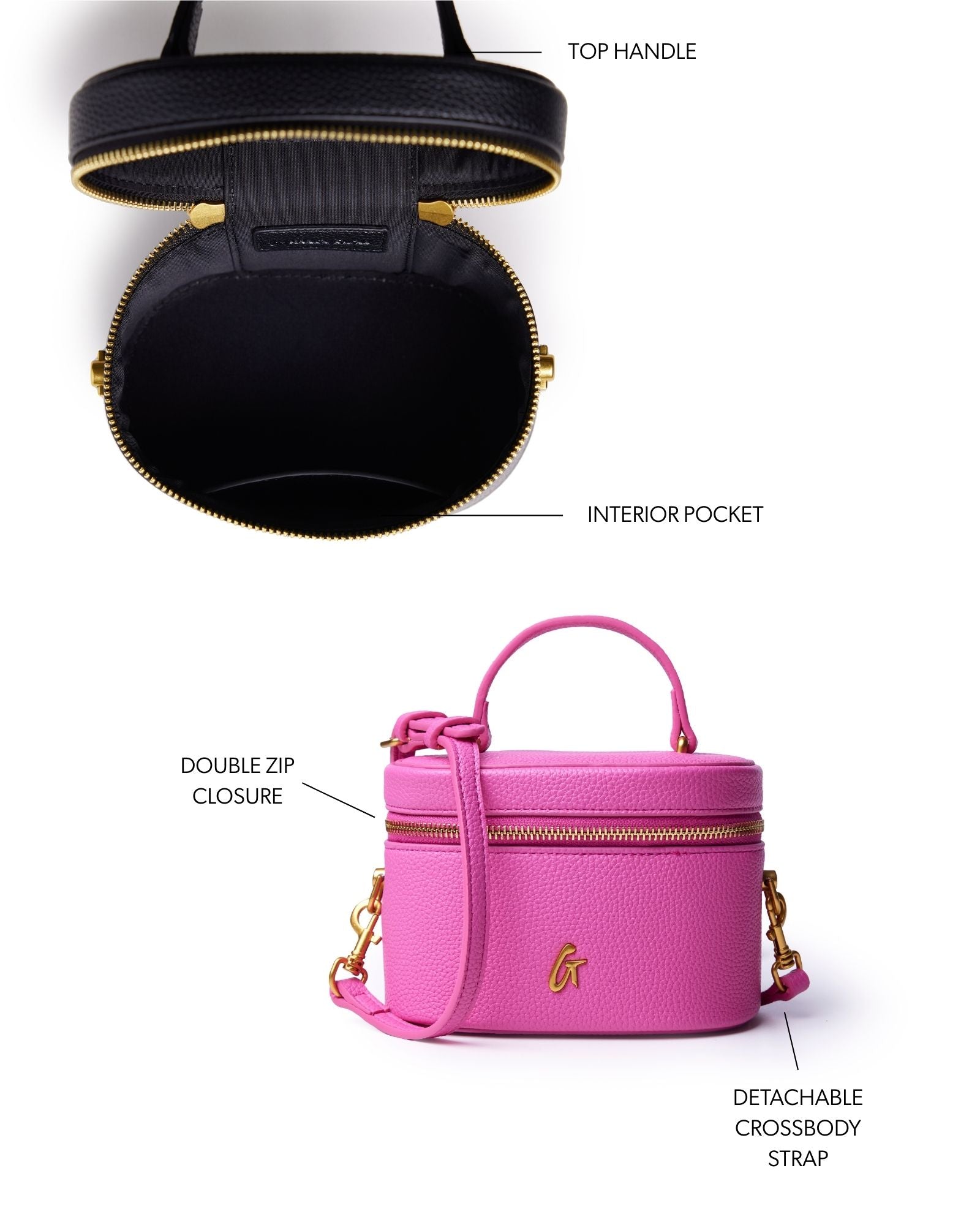 MINI PEBBLE VANITY BAG - HOT PINK