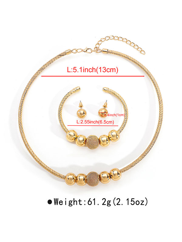 Ringent Bracelet + Geometric Necklaces + Earrings Accessories Three Pieces Set