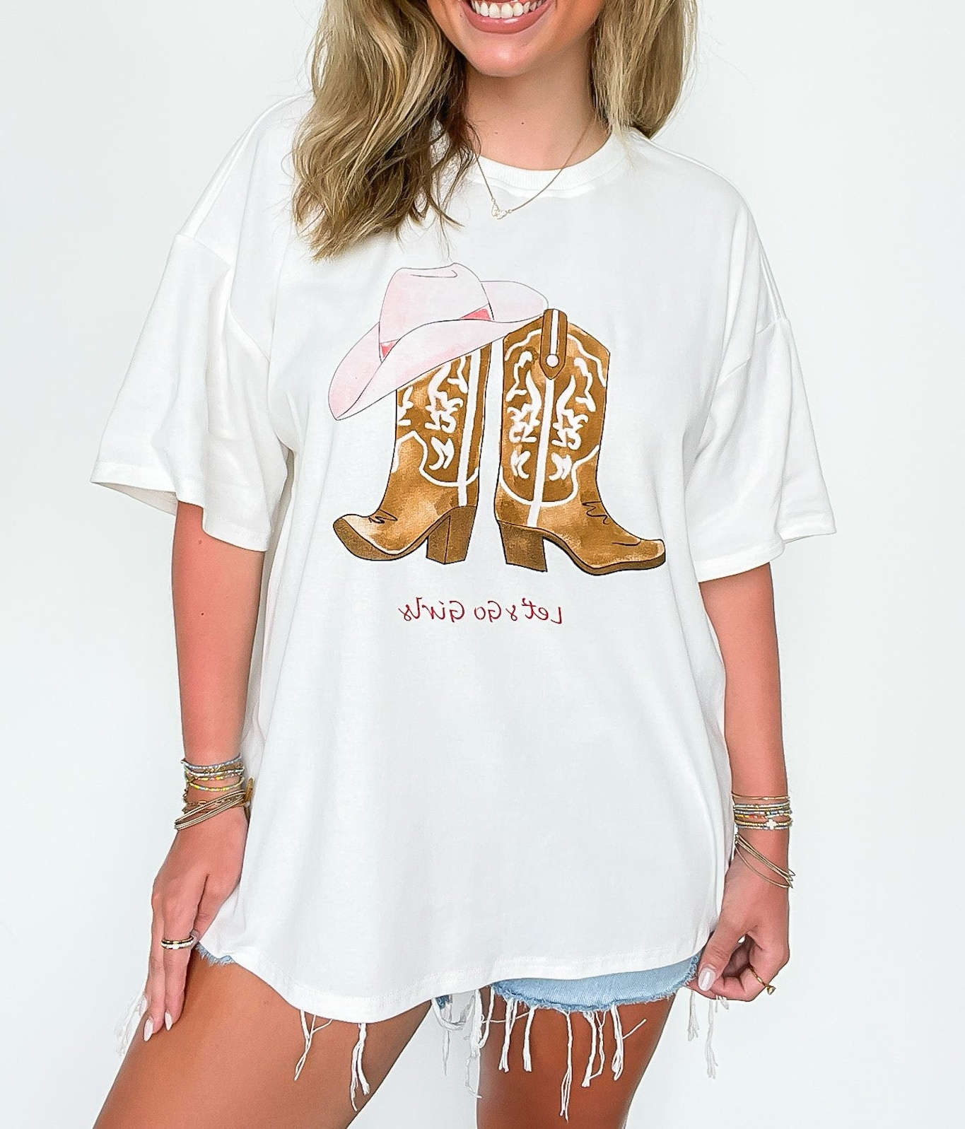 Girls Boot Graphic Oversized Tee