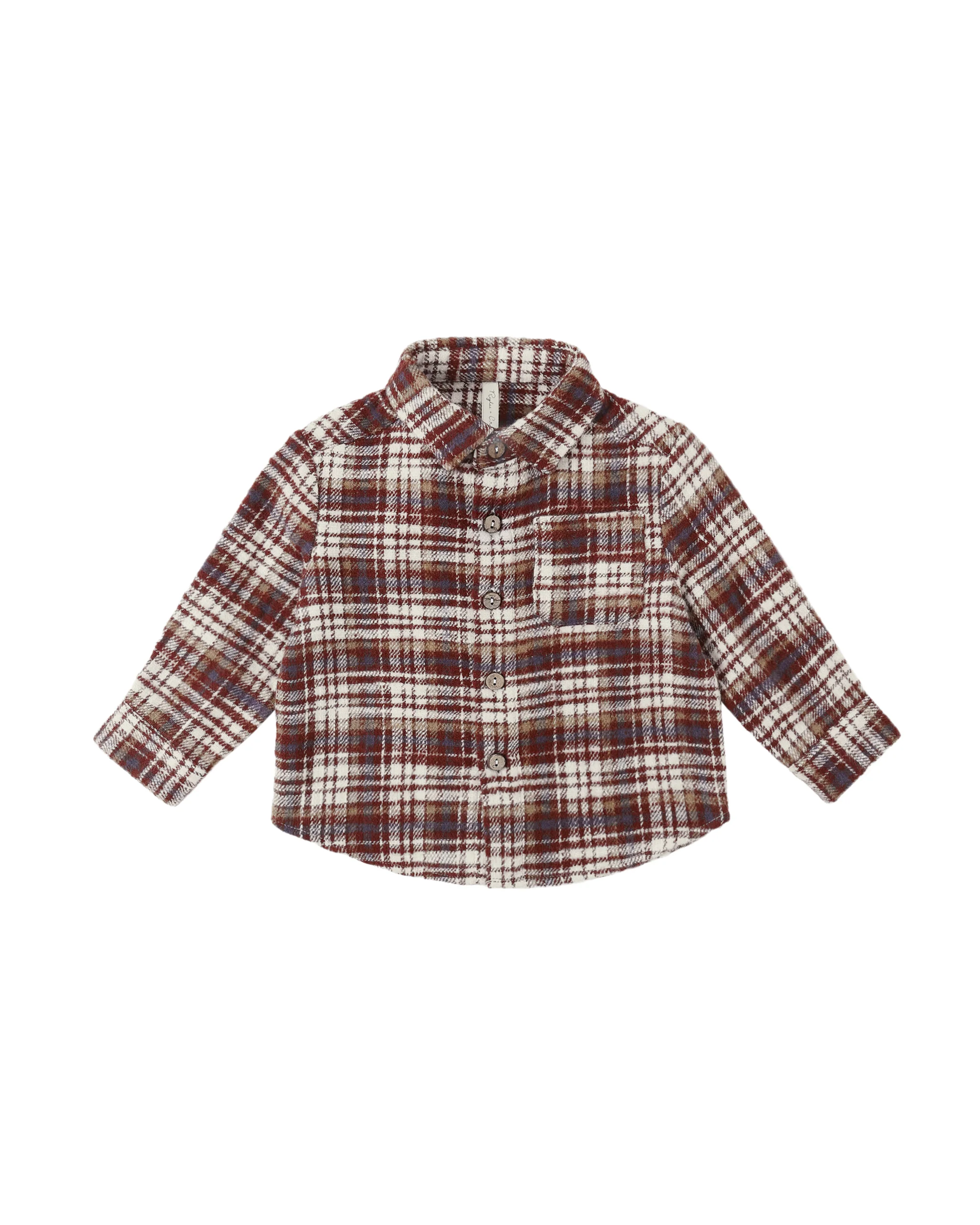Collared Long Sleeve Shirt || Burgundy Plaid