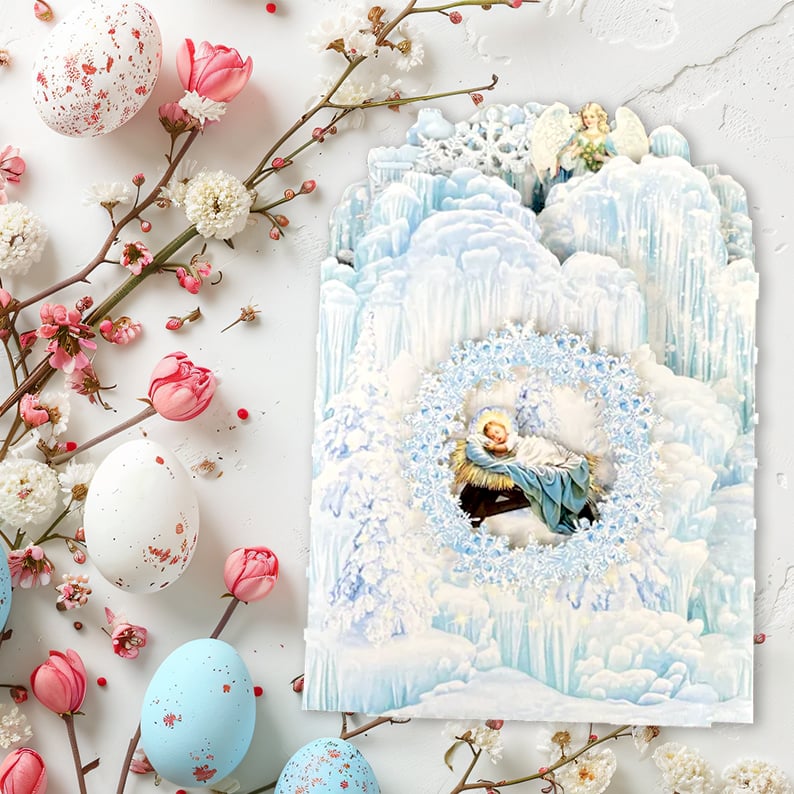 🎄Handcrafted 3D Nativity Scene Christmas Scene Greeting Card