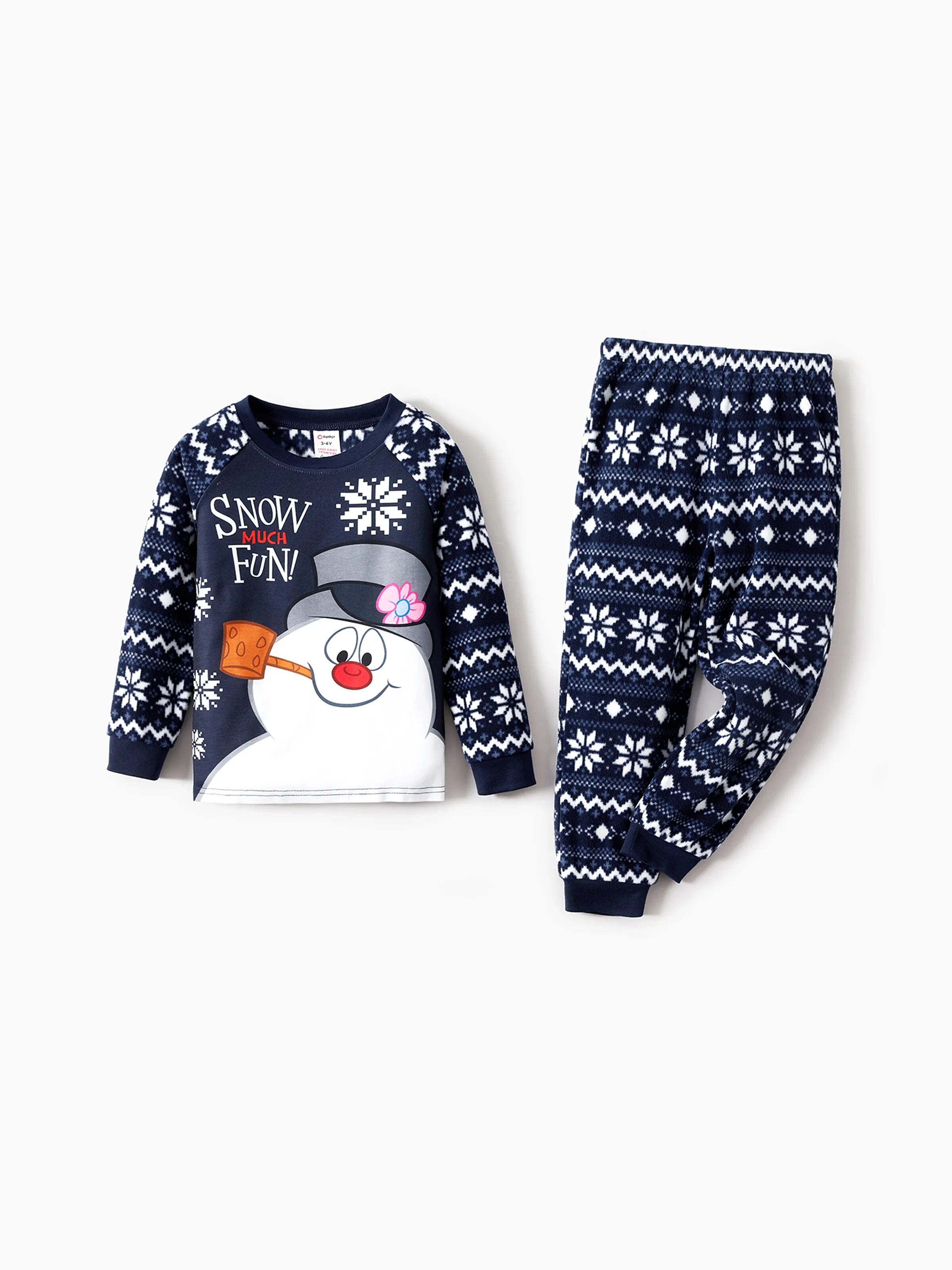 Frosty The Snowman Christmas Fleece with Snowflake Print Pajamas Sets with Christmas Socks