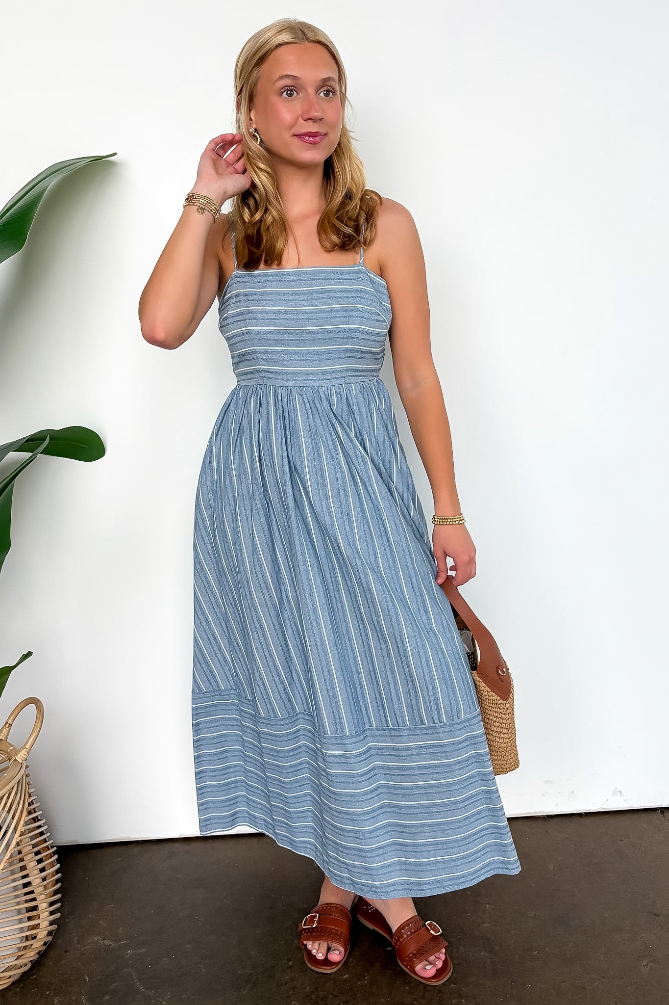 Striped Smocked Back Dress