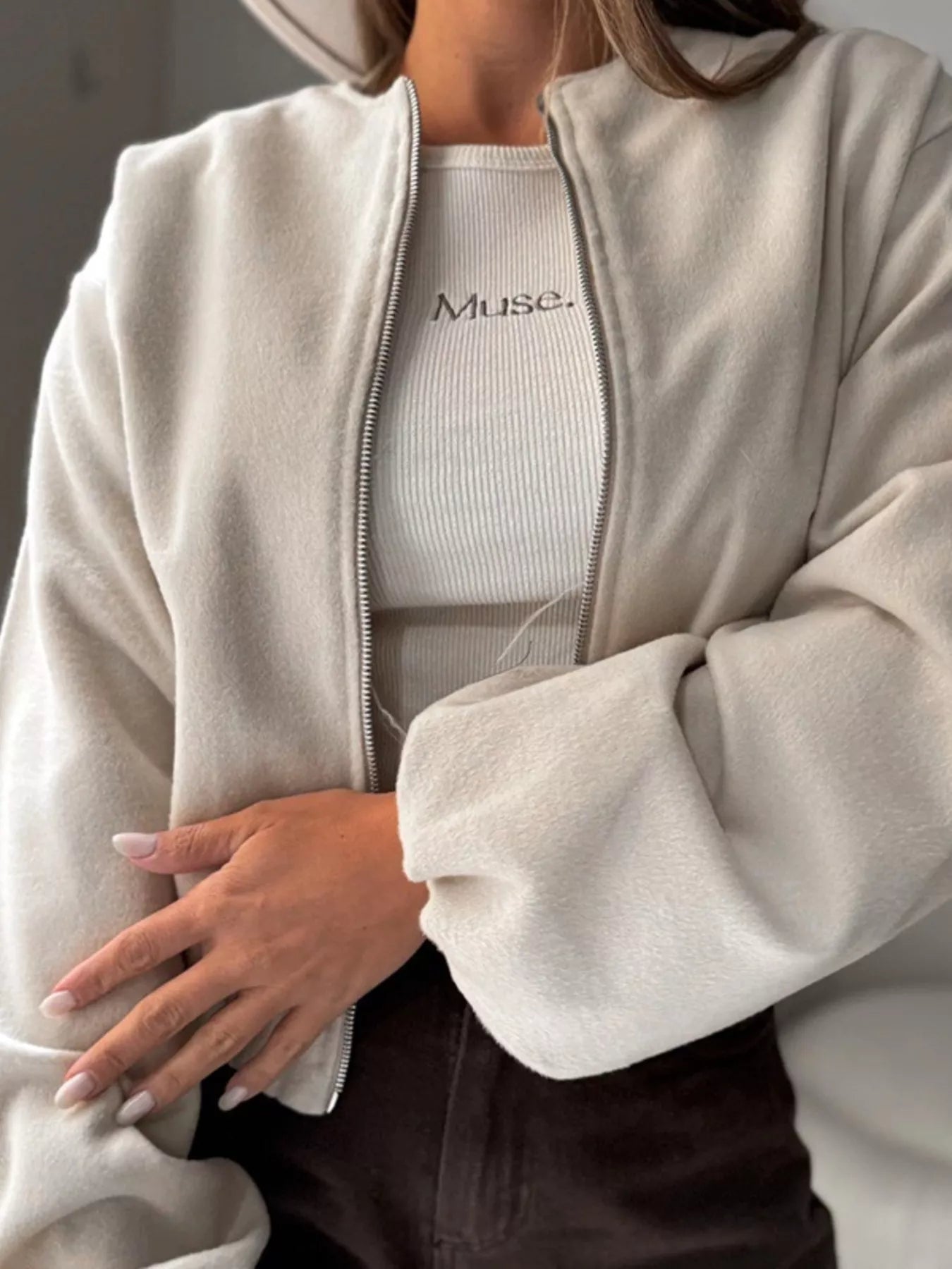 Casual Fleece Zip-Up Jacket