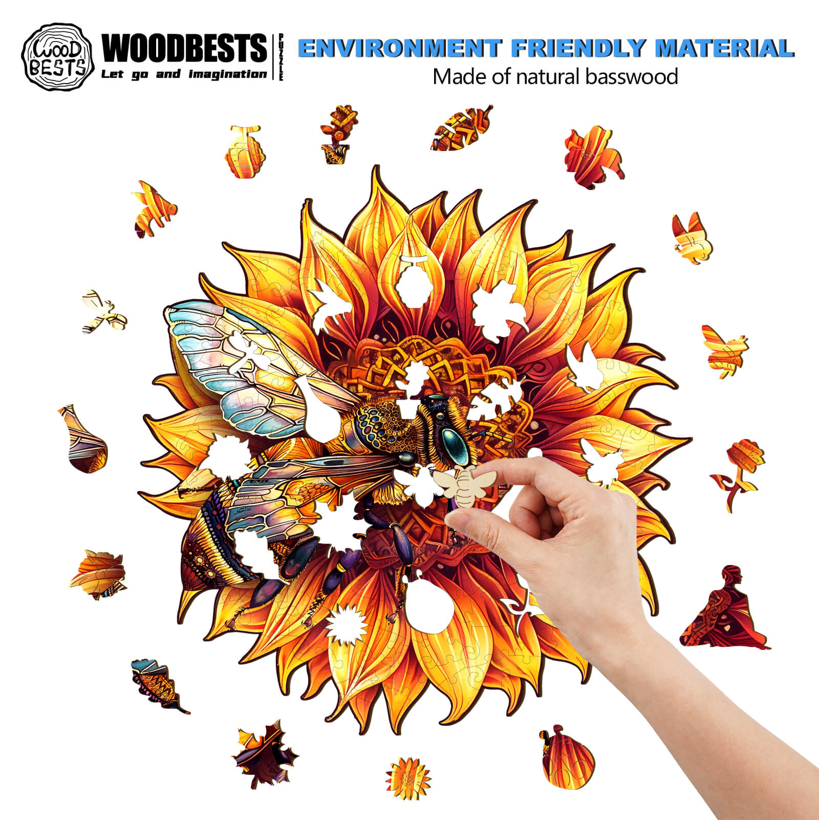 Bee and Sunflower Wooden Jigsaw Puzzle