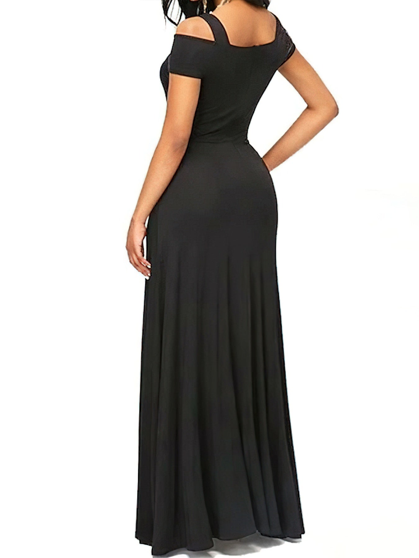 Elegant Off-Shoulder Slit Maxi Dress