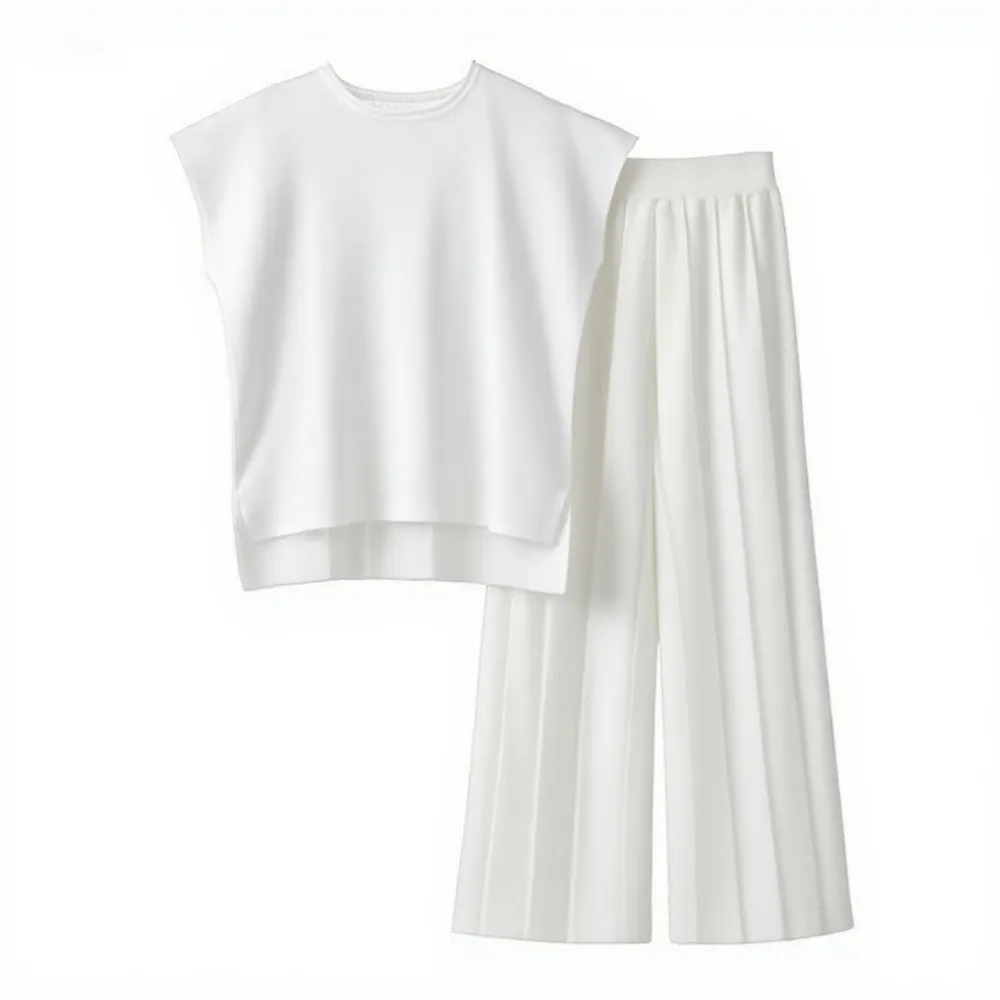 Women's Knit Pullover Tops High Waisted Pants Set