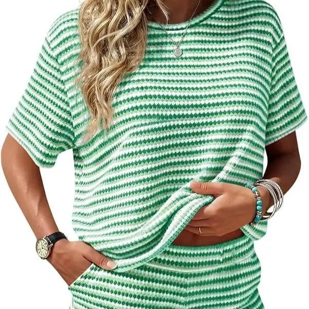 Striped Knit Matching Lounge Set