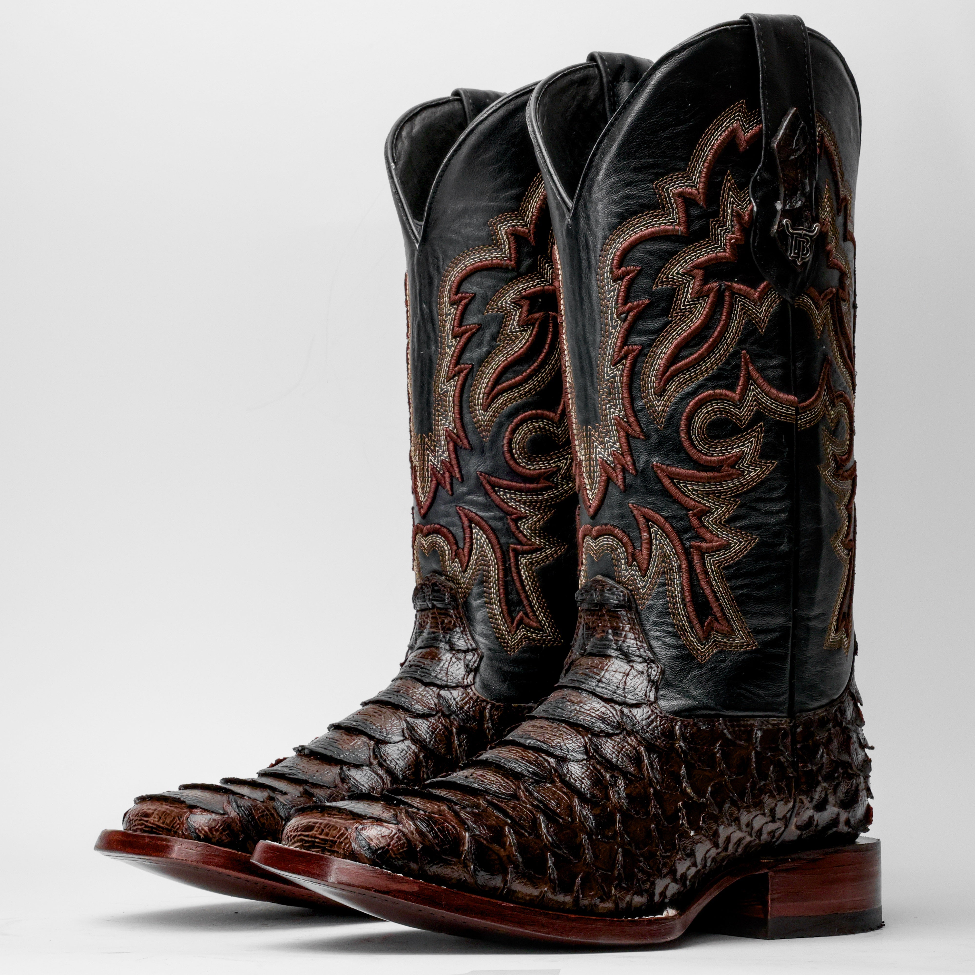 Brown Jumbo Python Leather Boots - Square Toe