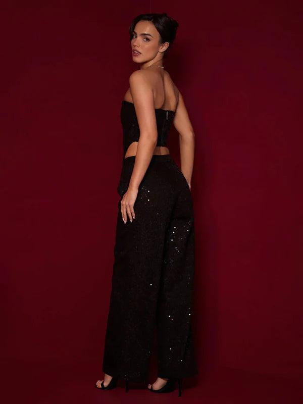 ✨ Sparkle & Slay: Women's Sequined Denim Straight-Leg Pants – Trendy, Chic & Comfy ✨