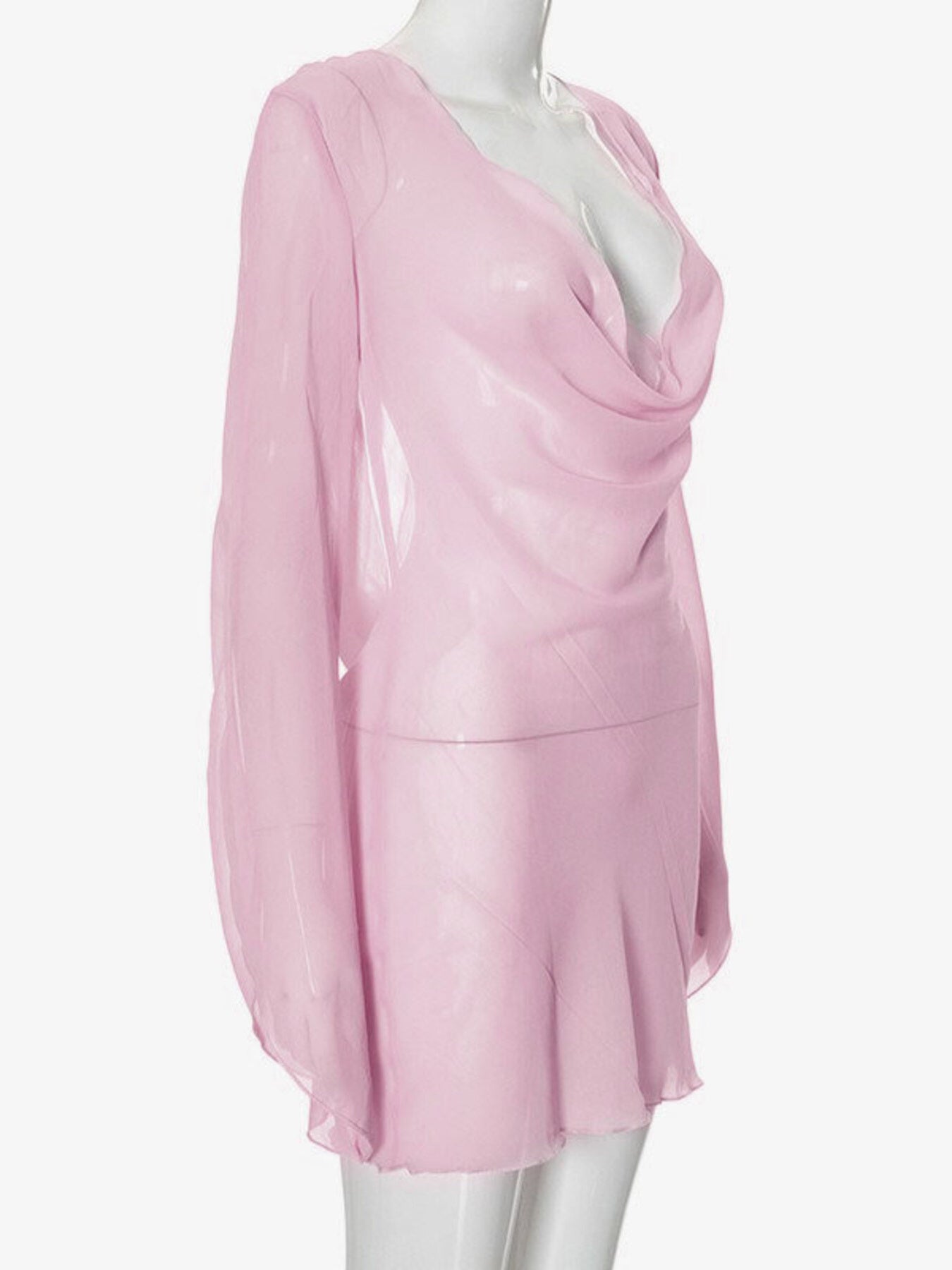 Sheer Chiffon Plunge Mini Dress