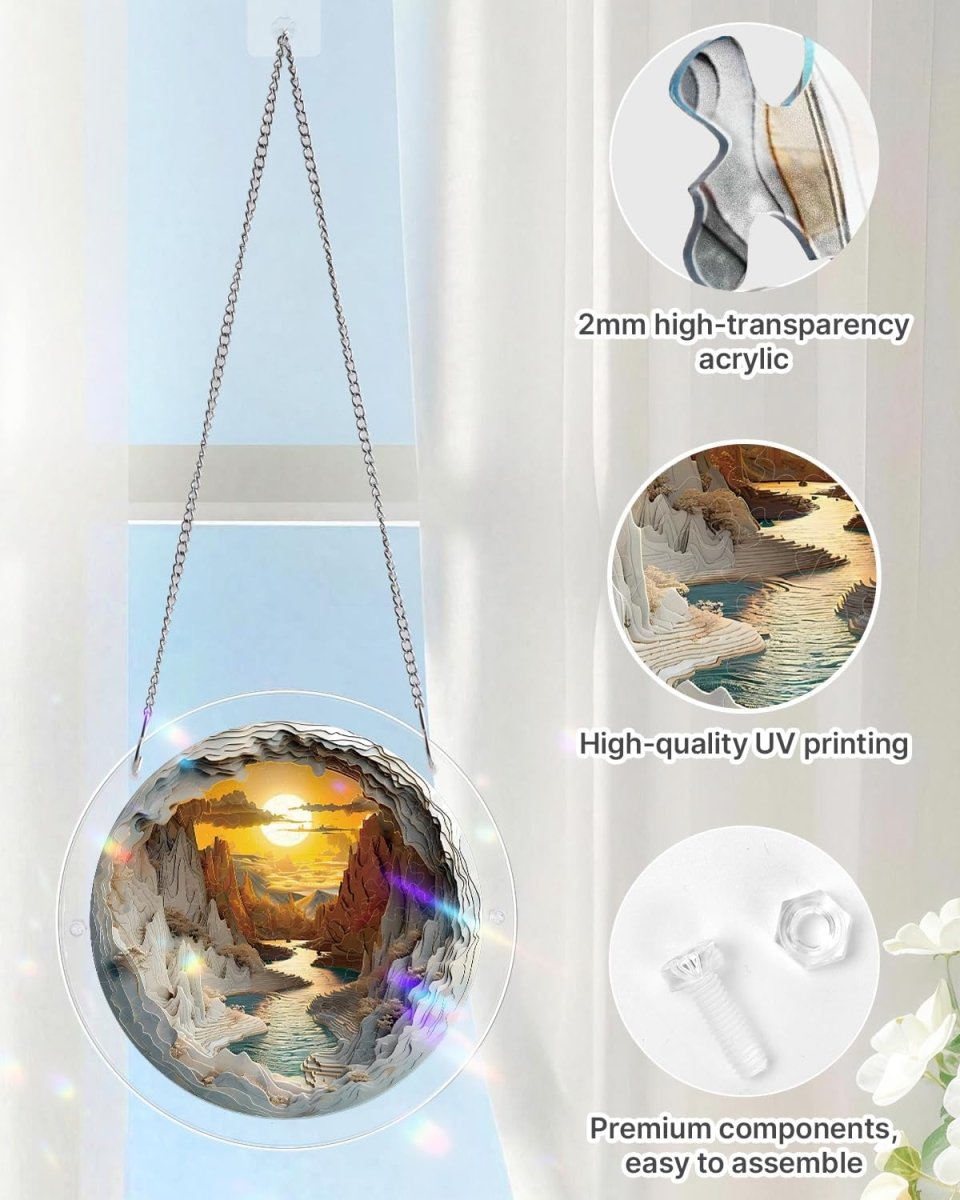 Acrylic Jigsaw Puzzle Suncatcher - Sunset Canyon