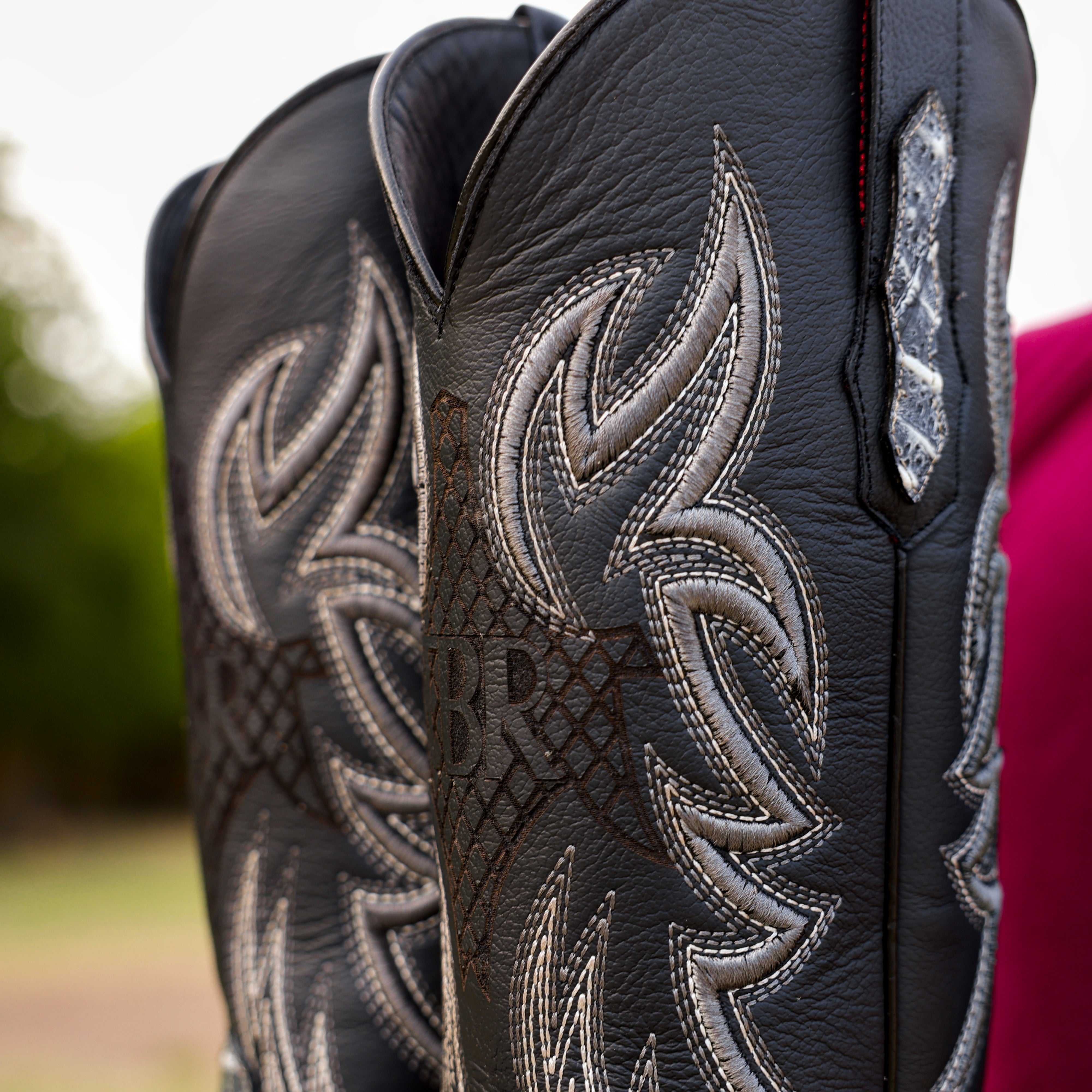 Rustic Eclipse Caiman Neck Leather Boots - Square Toe