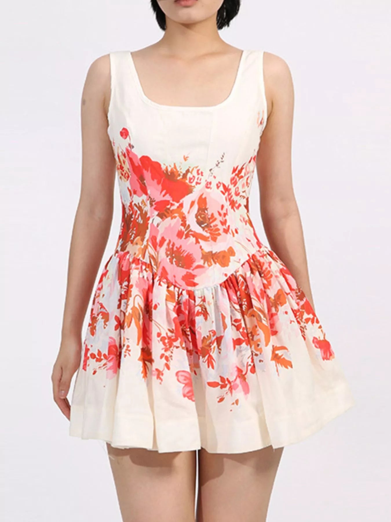 Floral Print Sleeveless A-Line Mini Dress