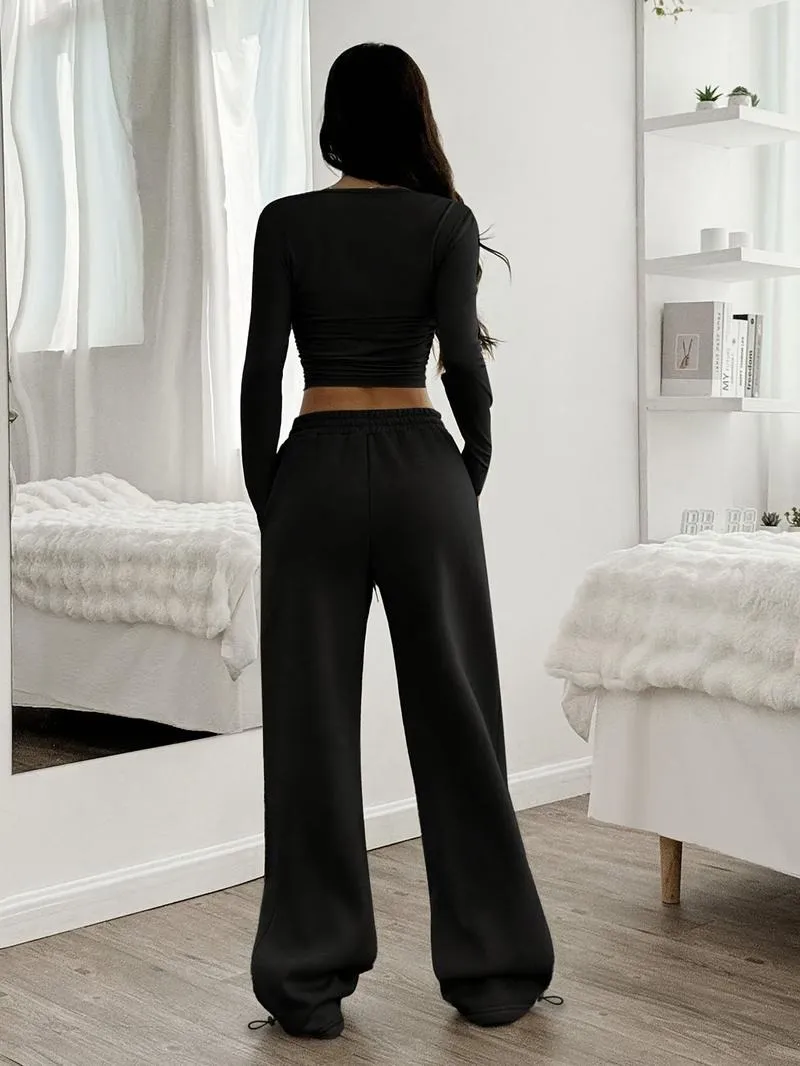 Two-Piece Set Women's Bowknot Print Regular Fit Round Neck T-shirt And Pants