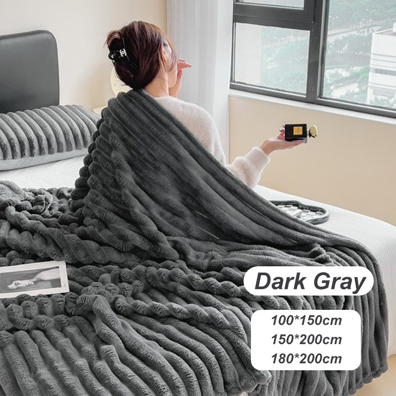 🎁🎁LAST DAY SPECIAL PRICE!🎅Super Soft Fur Ribbed Fleece Throw Blanket⛄🔥