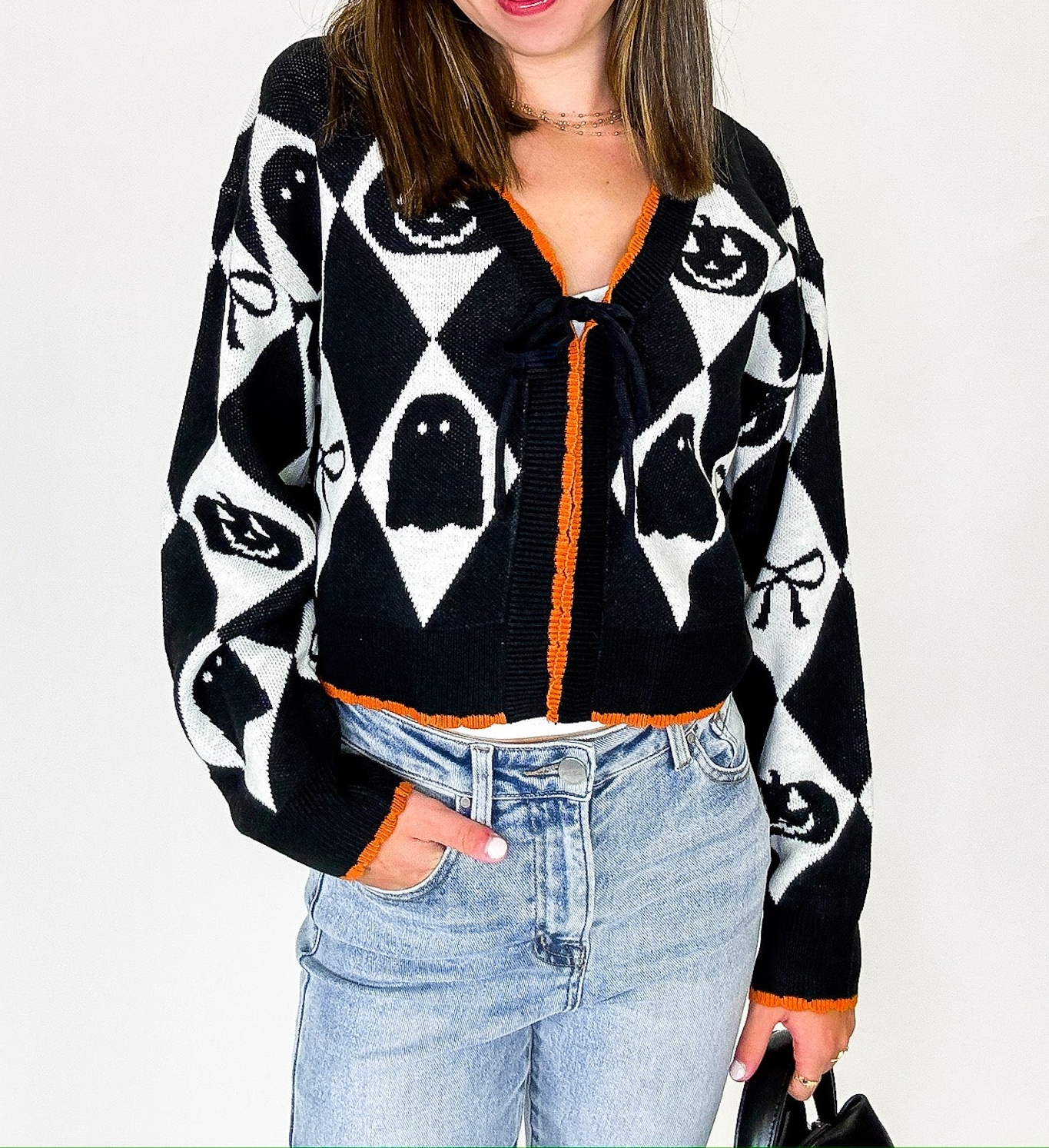 Ghoul Grid Argyle Knit Cardigan - FINAL SALE