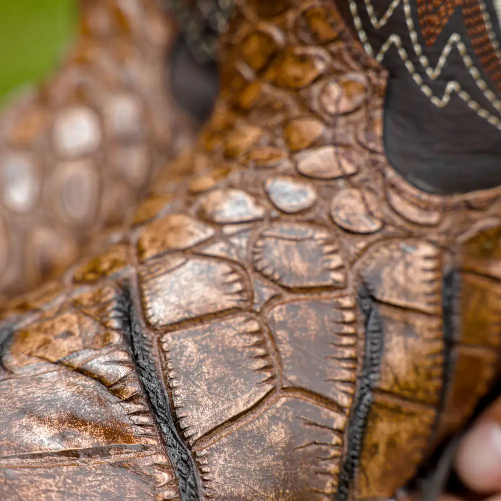 Orix American Gator Belly Leather Boots With Lightweight Soles - Square Toe