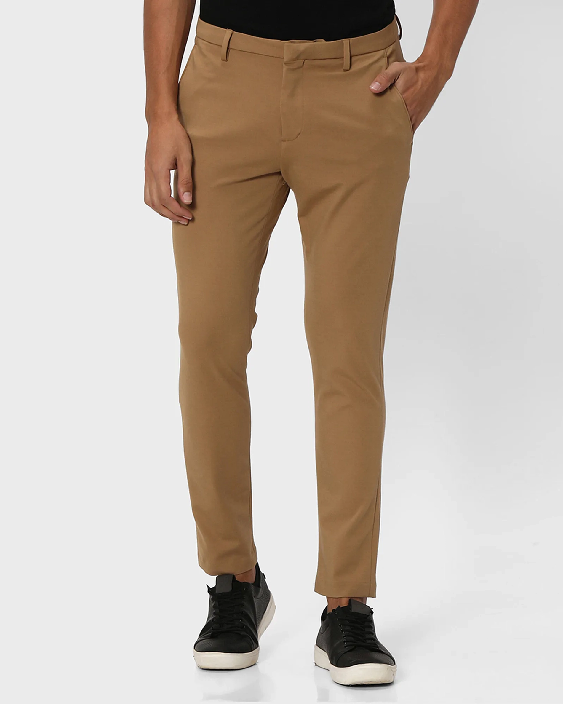 Classic Versatile Soft Slim-Fit Straight-Leg Khaki Trousers