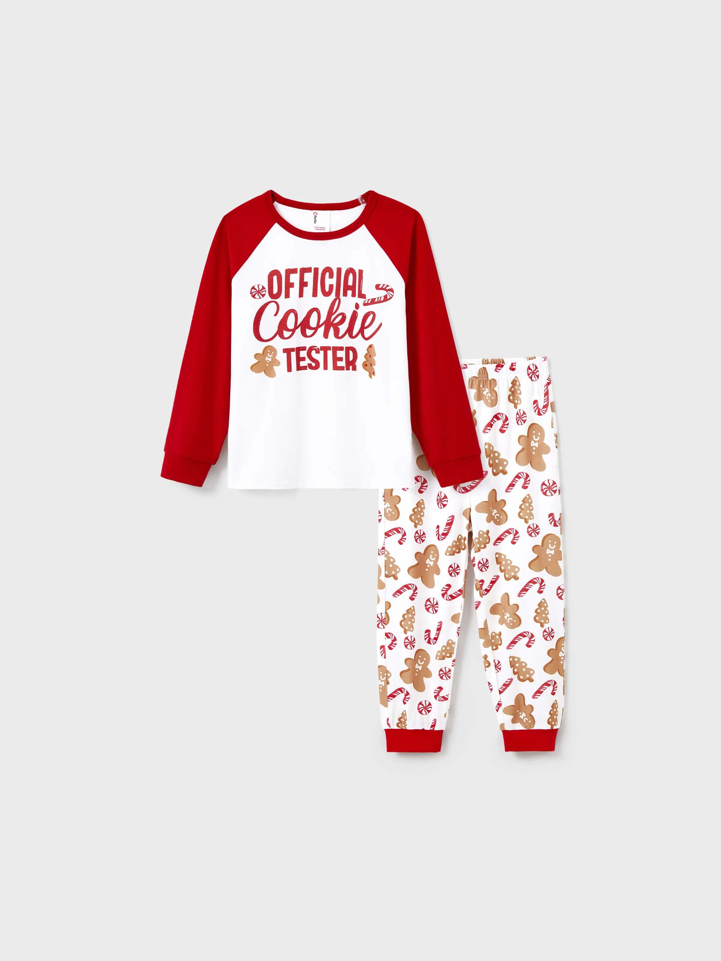 Christmas Matching Family Pajamas Set Gingerbread and Candy Cane Print PJS with Christmas Socks Red