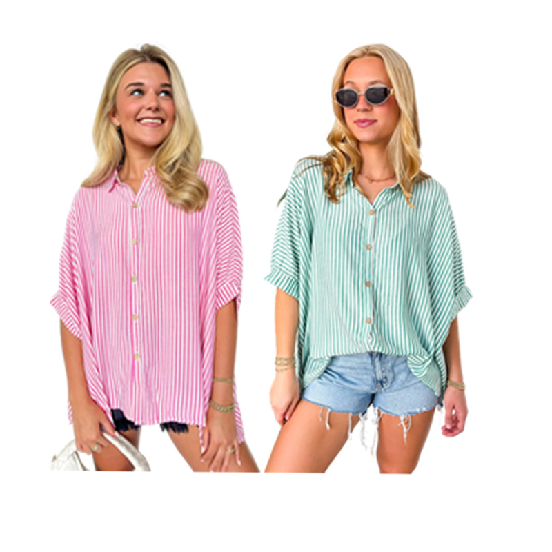 Classic Striped Relaxed-Fit Button-Down Shirt