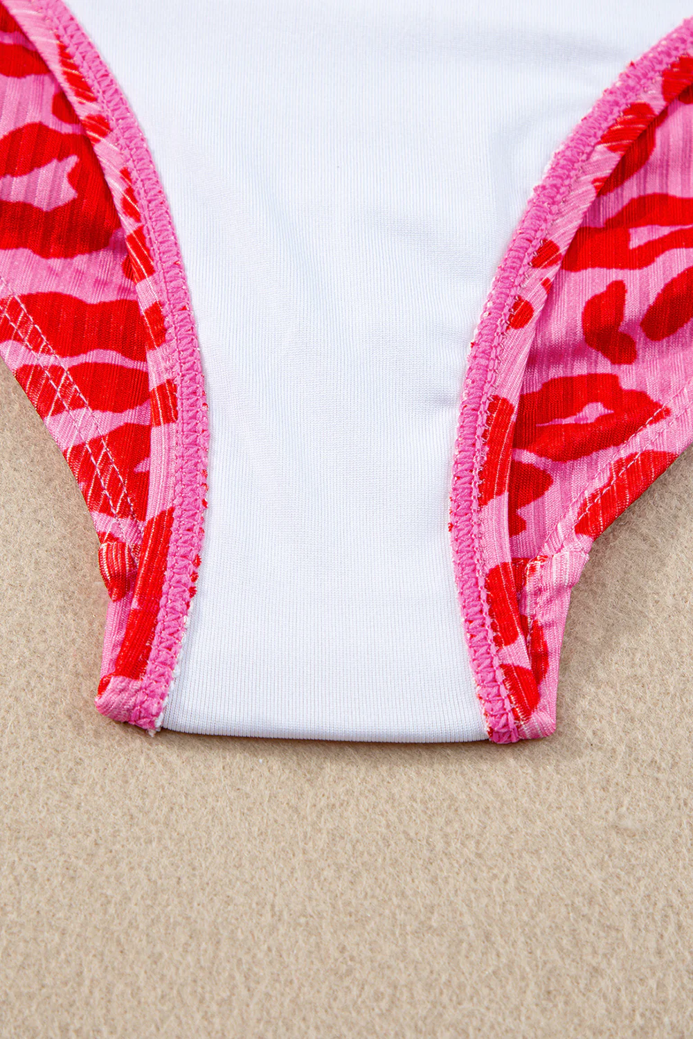 Leopard Orange Adjustable Straps Ribbed Knit One Piece Swimsuit