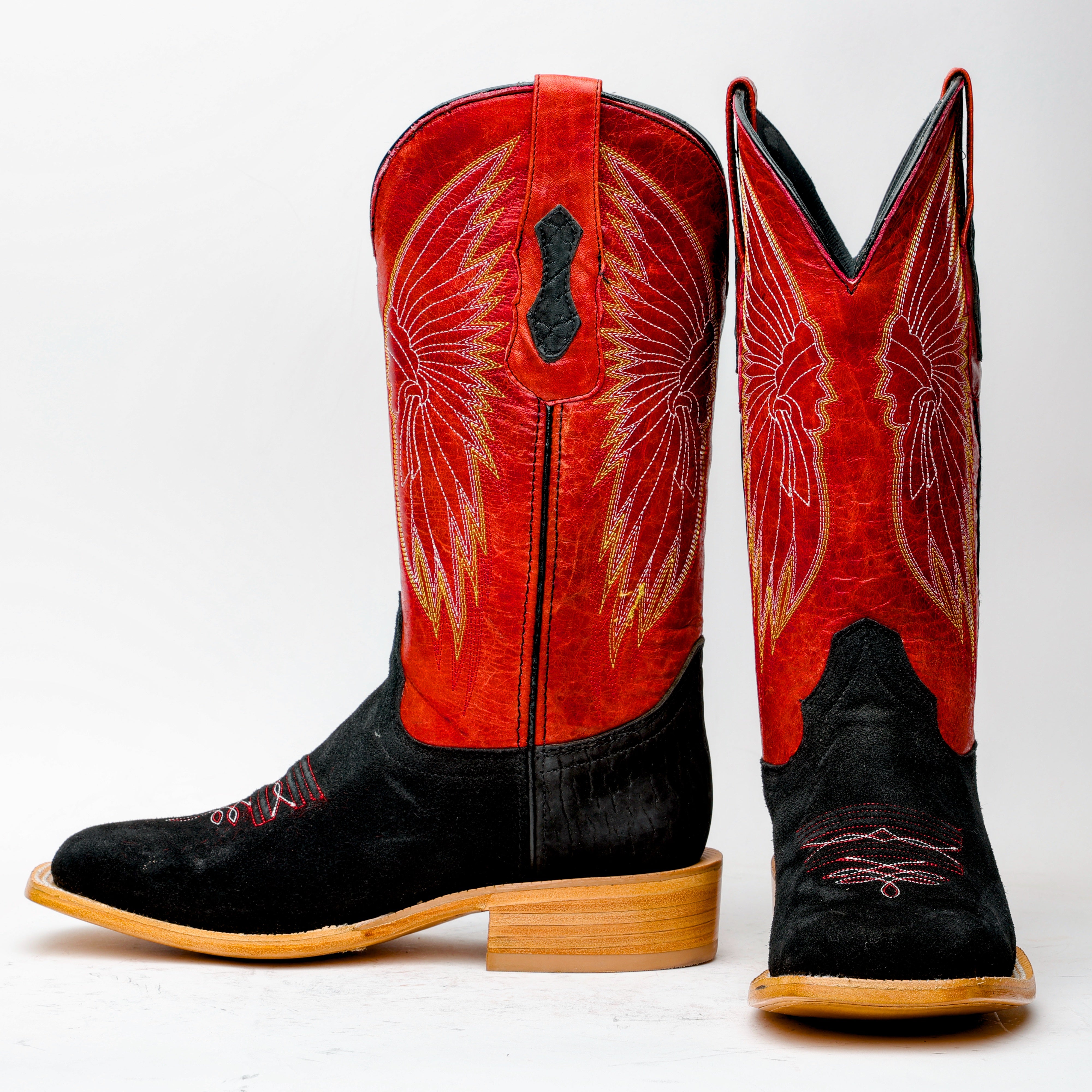 Black Rough-Out Boots - Square Toe