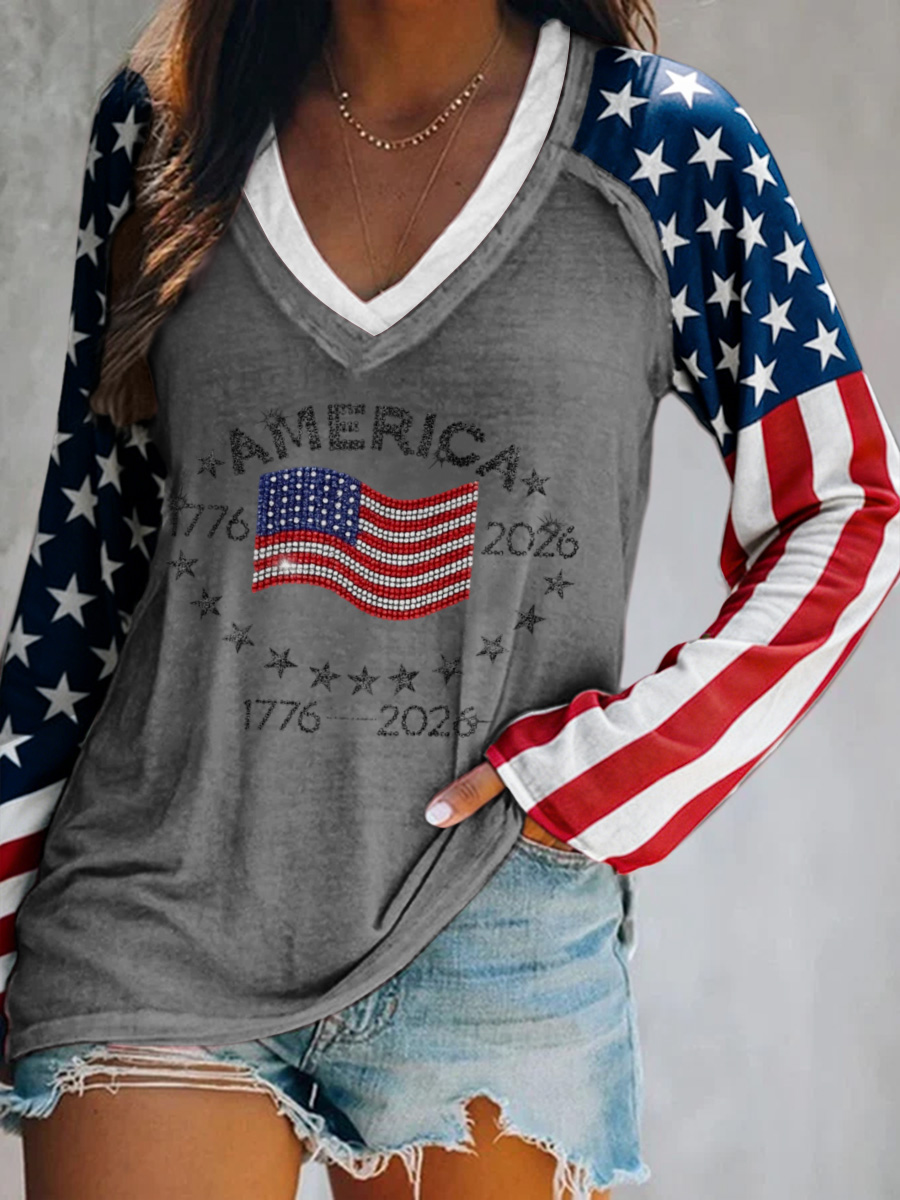 Ladies' Leisure 250Th Anniversary Celebration V-Neck Long Sleeved T-Shirt