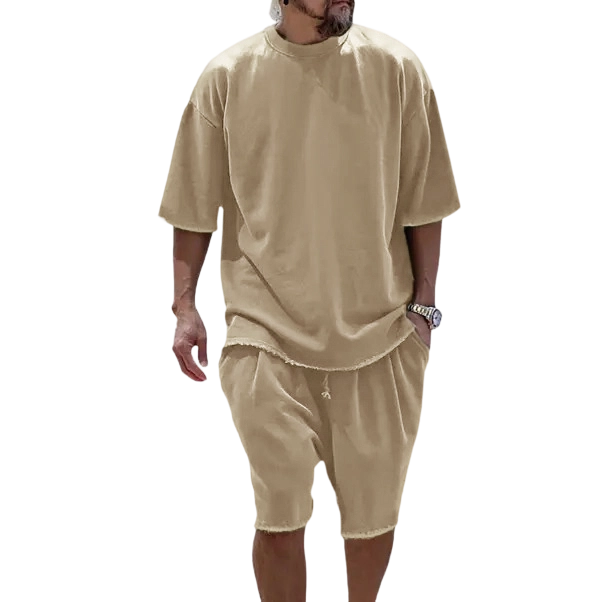 🔥🔥Men’s Cotton Relaxed Fit Sweat Set – Casual T-Shirt & Shorts Lounge Outfit