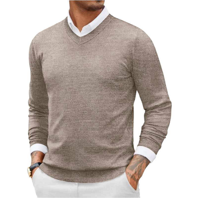 Fall Outfits 2-Pack Knitted Ribbed V-neck Casual Jumper Knitwear Classic Fabric Fashion Menswear Shirt Soft Sweater Office