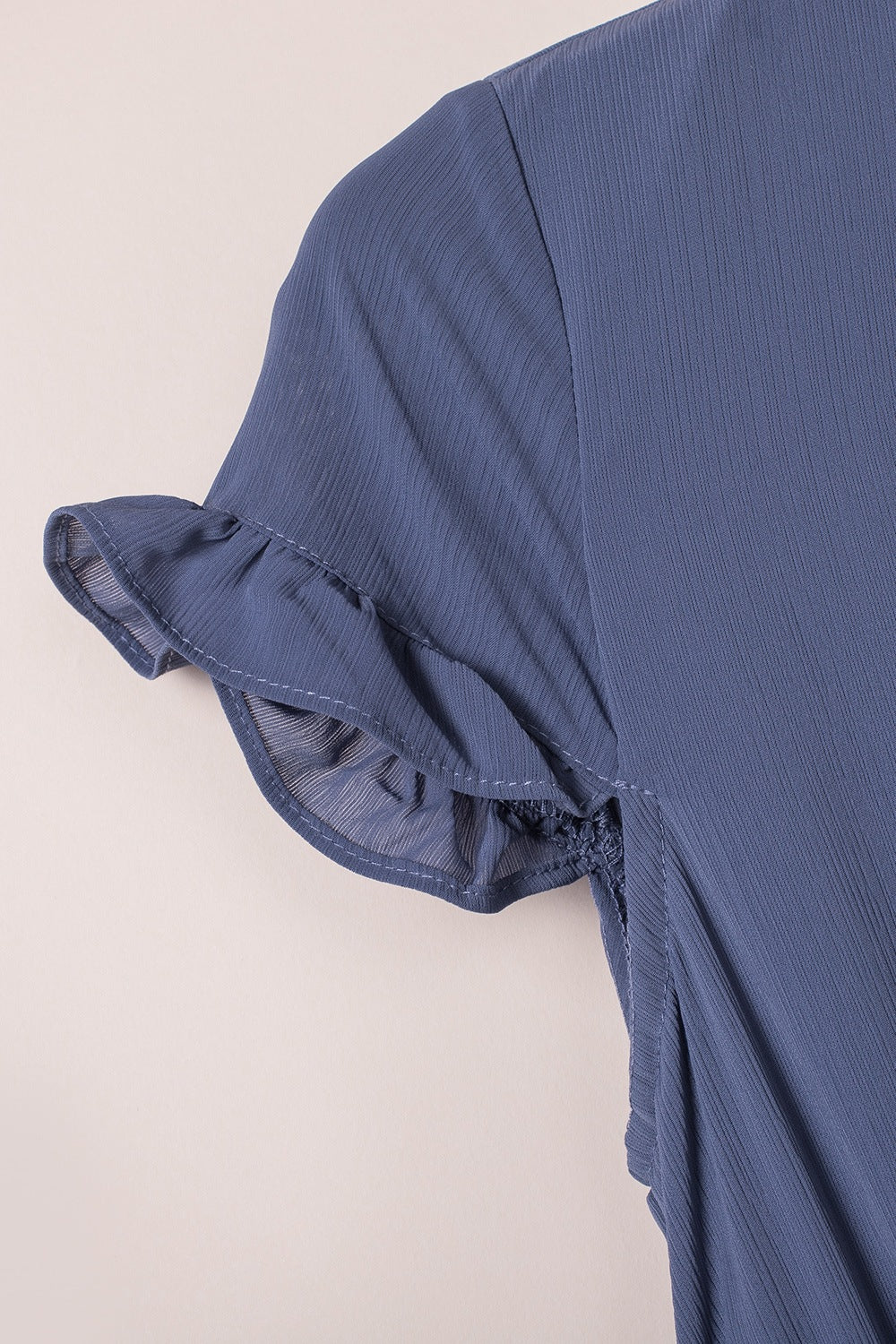 Bow-Tie V-Neck Ruffle Hem Mini Dress