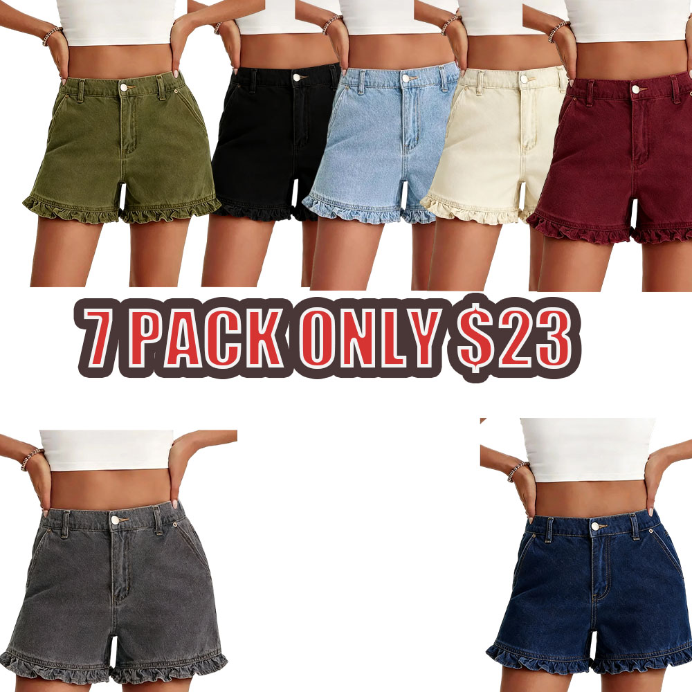 Women’s Summer Ruffle High-Waisted Denim Shorts