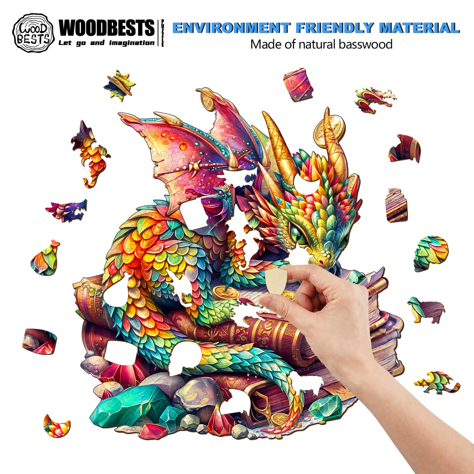 Jeweled Dragon Wooden Jigsaw Puzzle