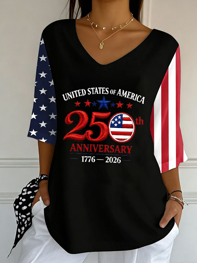 Women'S Independence Day 250Th Anniversary Printed Short Sleeves