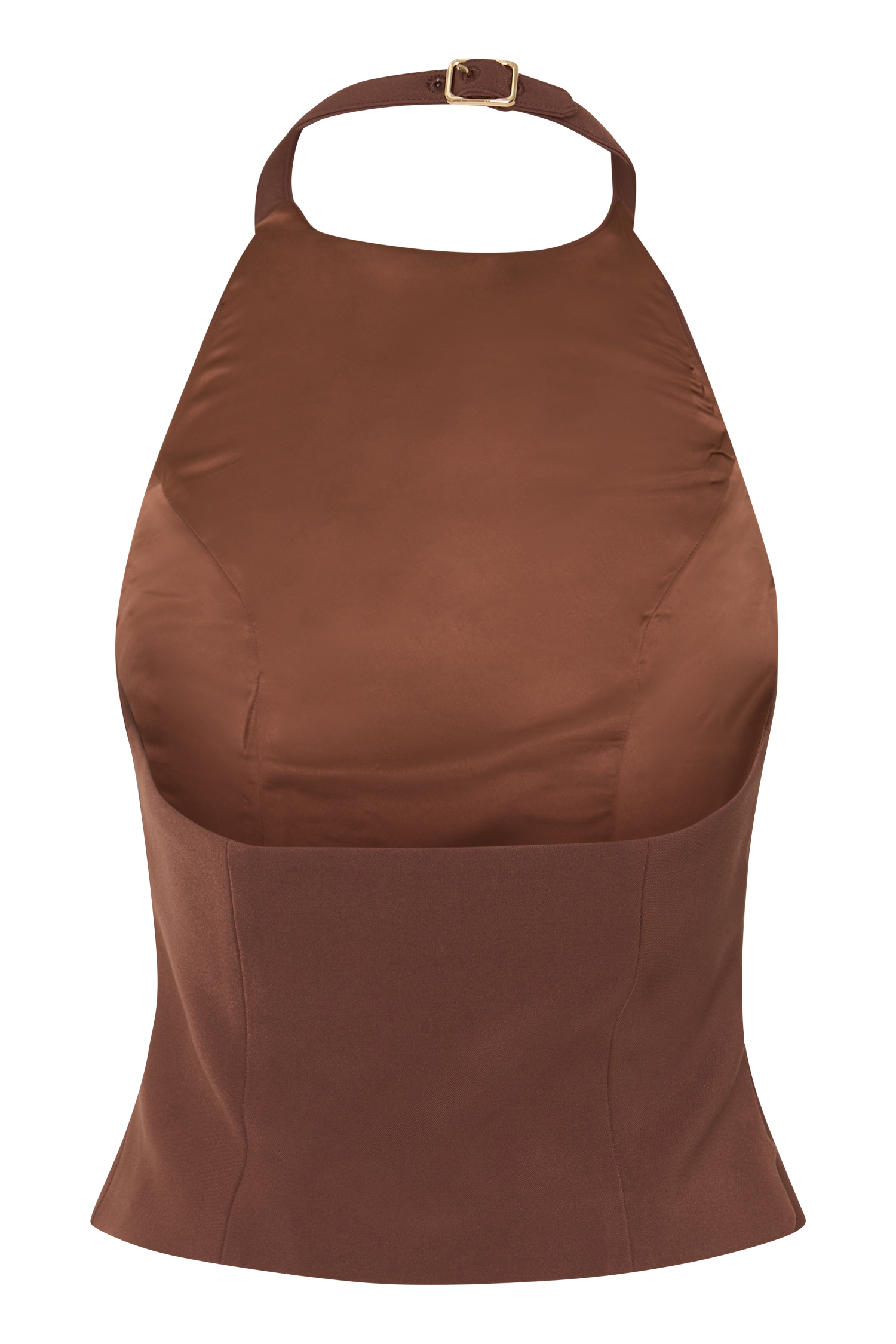Wood Suiting Halter Top With Buckle
