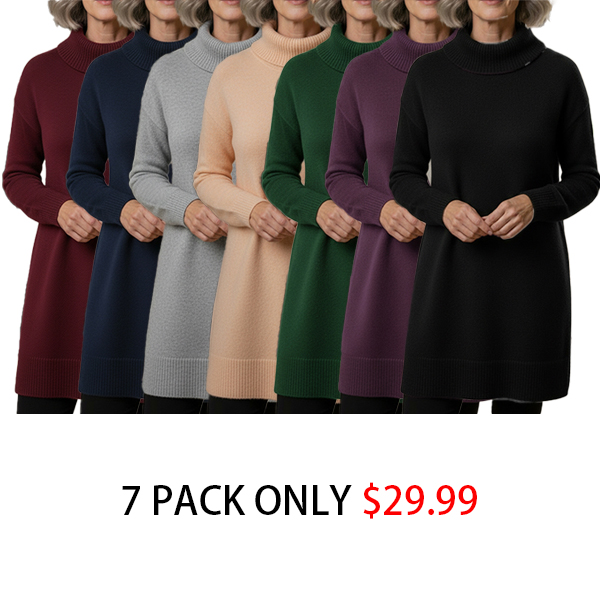 🔥 Women's Elegant Cowl Neck Soft Knit Long Sleeve Tunic Top - Relaxed Fit Fall Winter Pullover