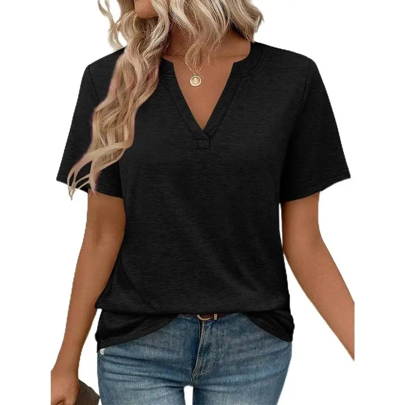 Womens Tops Summer Short Sleeve V Neck Blouses
