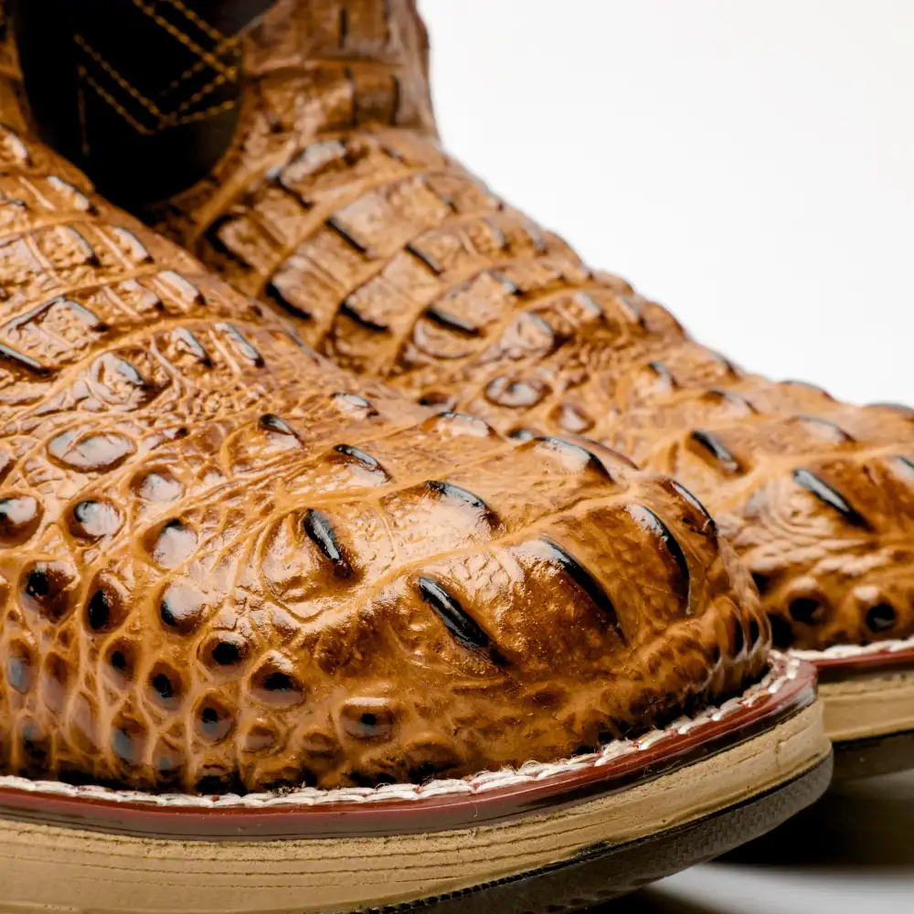 Honey Caiman Neck Leather Boots With 3D Lightweight Sole - Composite Toe