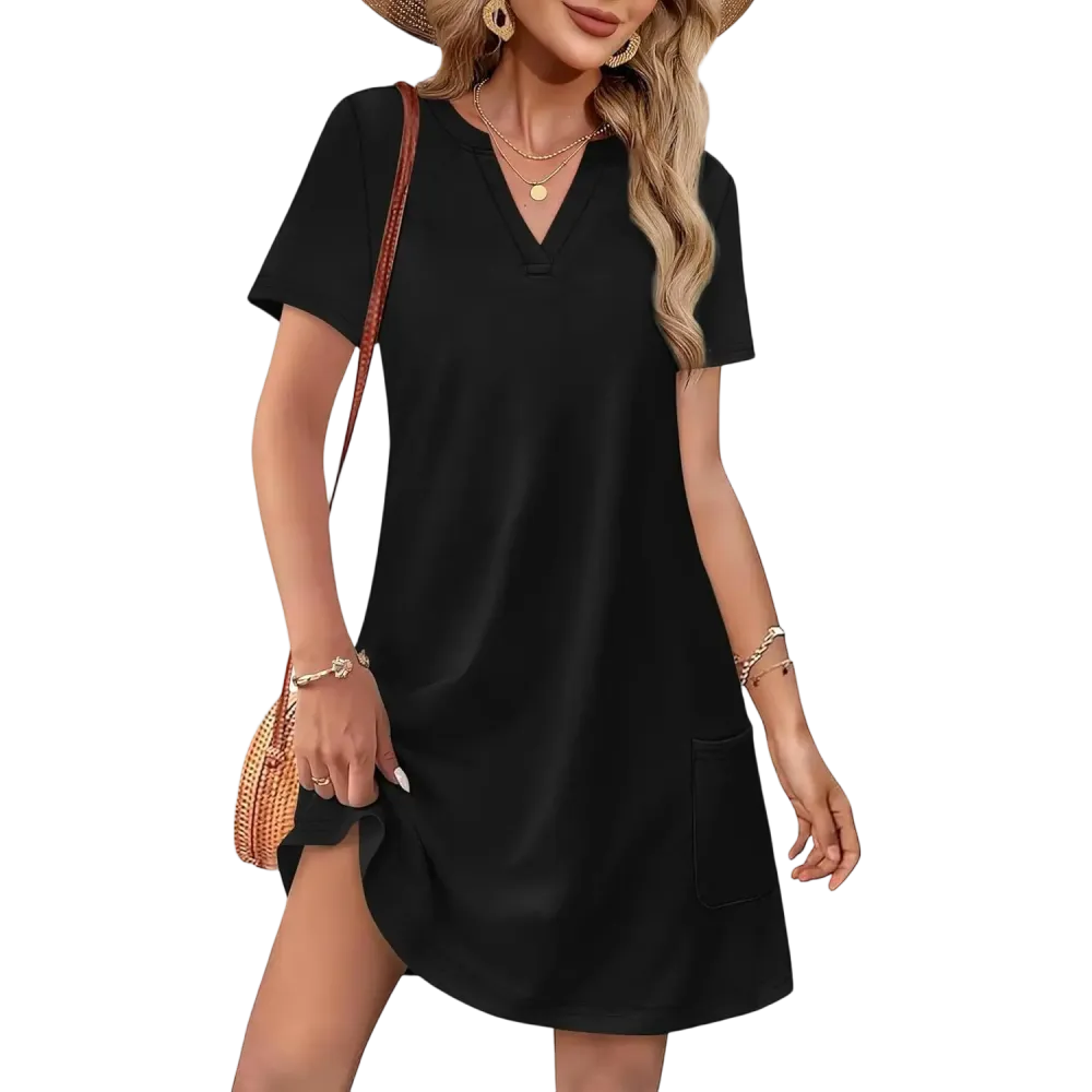 2026 Women‘s V Neck Wedding Summer Dress with pockets