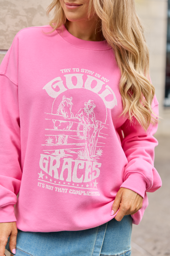 Good Graces Pink Graphic Sweatshirt