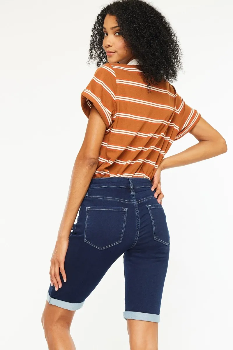 Kancan Mid Rise Bermuda Denim Shorts