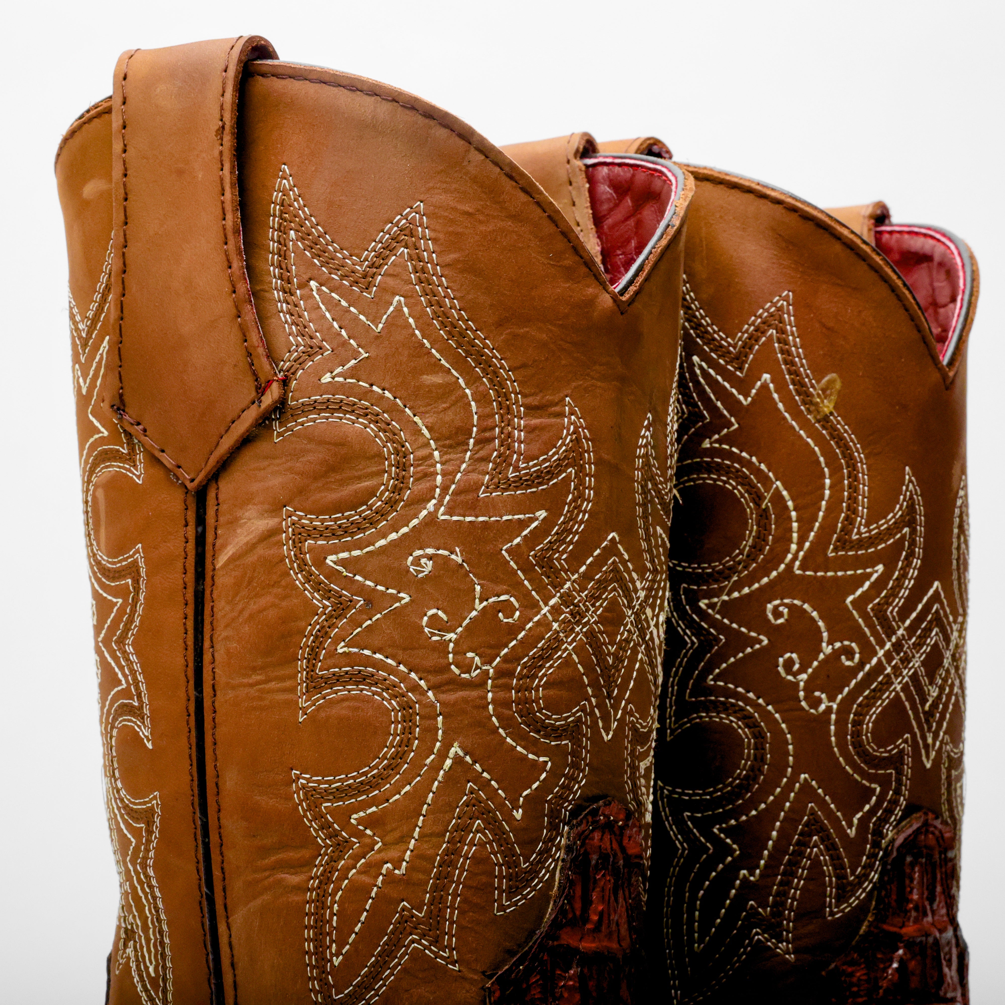 Cognac Caiman Neck Leather Boots With 3D Lightweight Sole - Composite Toe