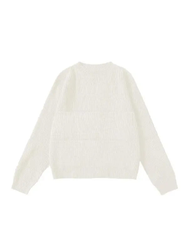 Women's Simple Minimalist Plain Textured Round Neck Sweater