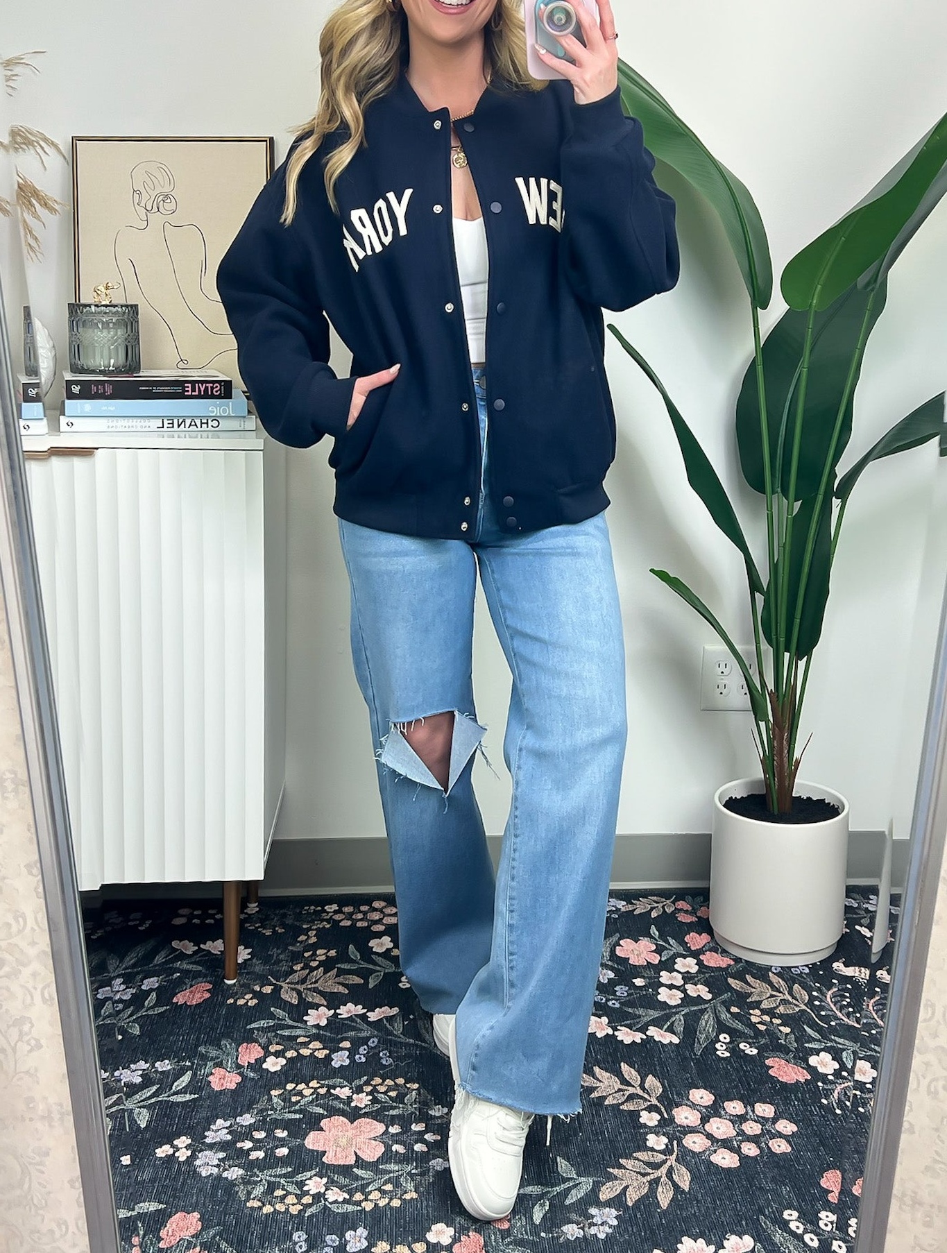 New York Button Up Varsity Jacket