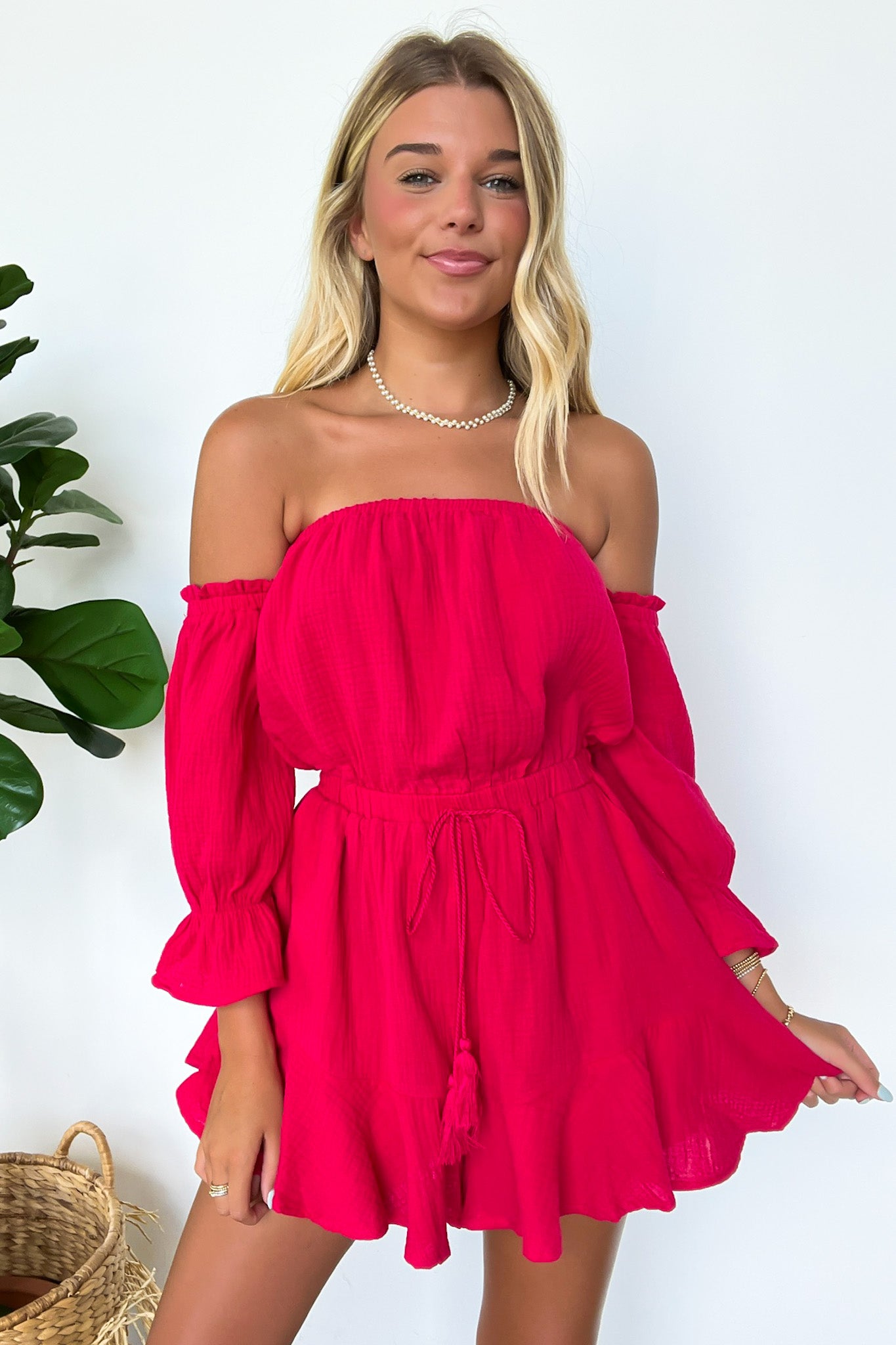 Bubble Sleeve Off Shoulder Romper