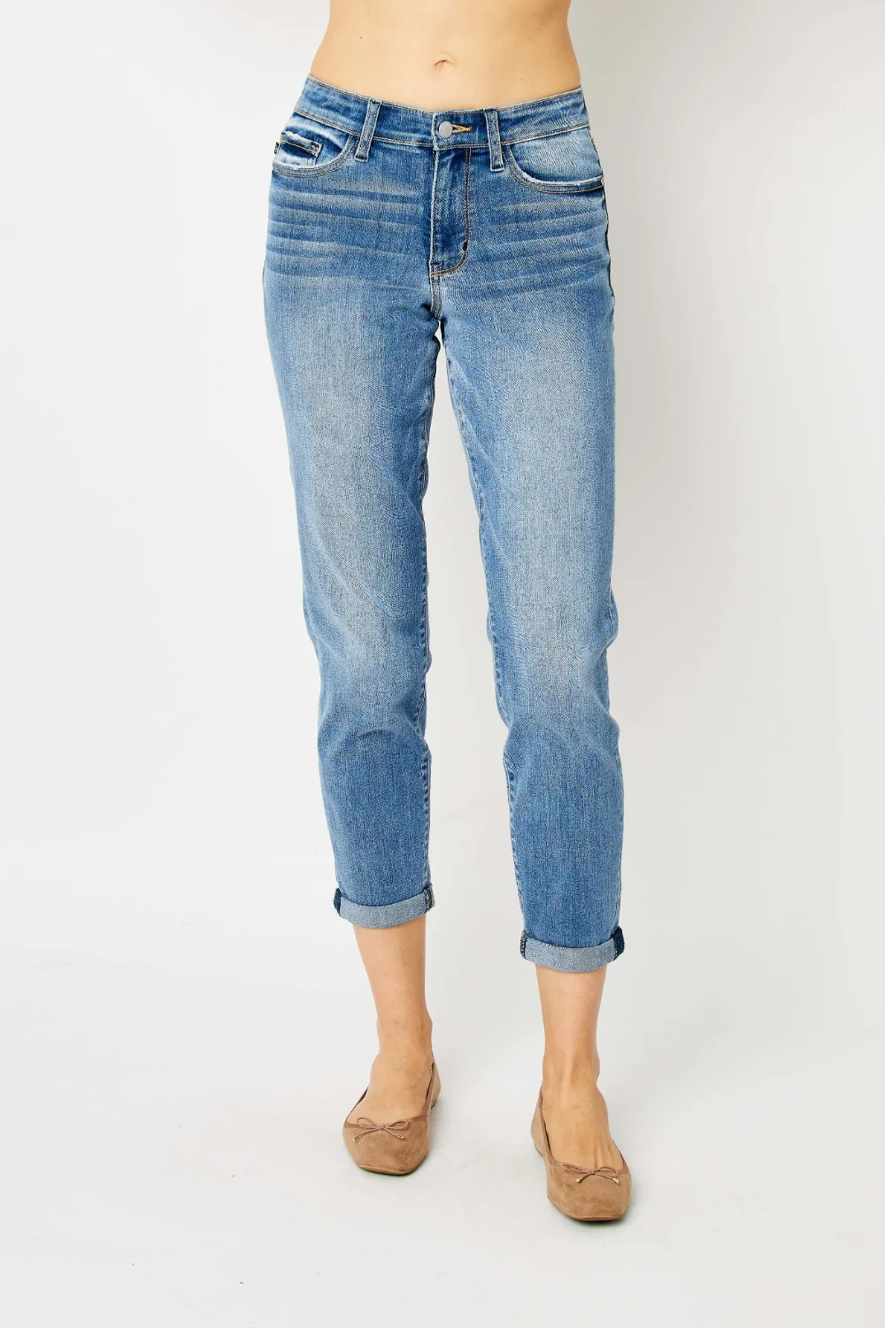Blue Full Size Cuffed Hem Slim Jeans