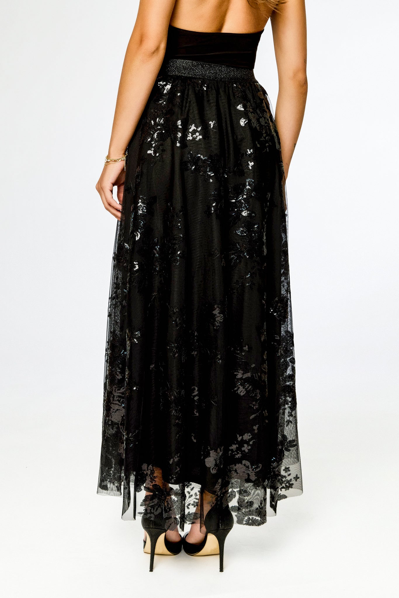 Sequin Mesh Maxi Skirt
