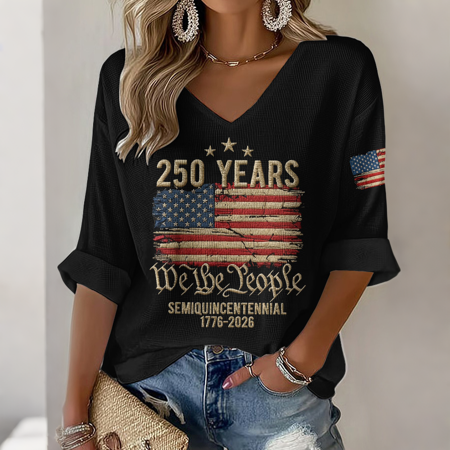 Women'S Retro American Independence Day Printed Casual Top