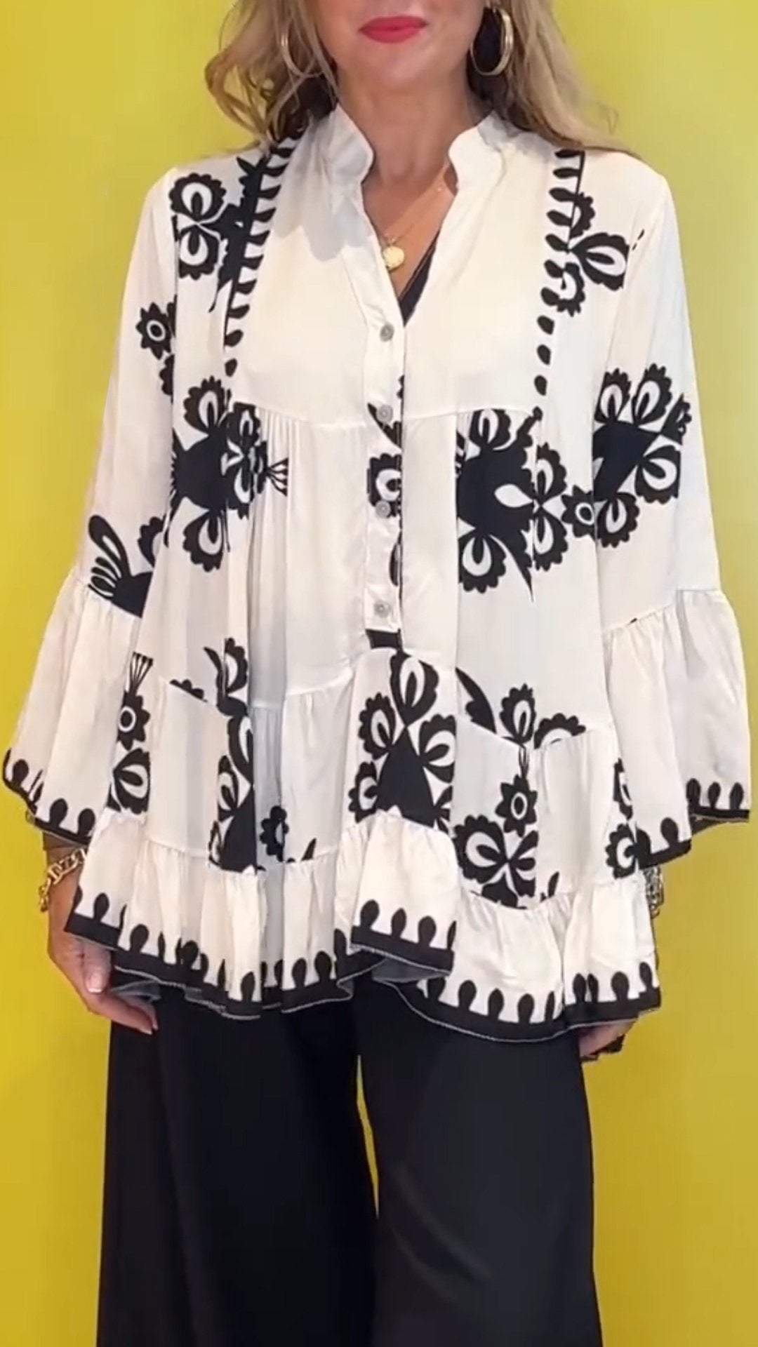 Women V-neck Casual Printed Top